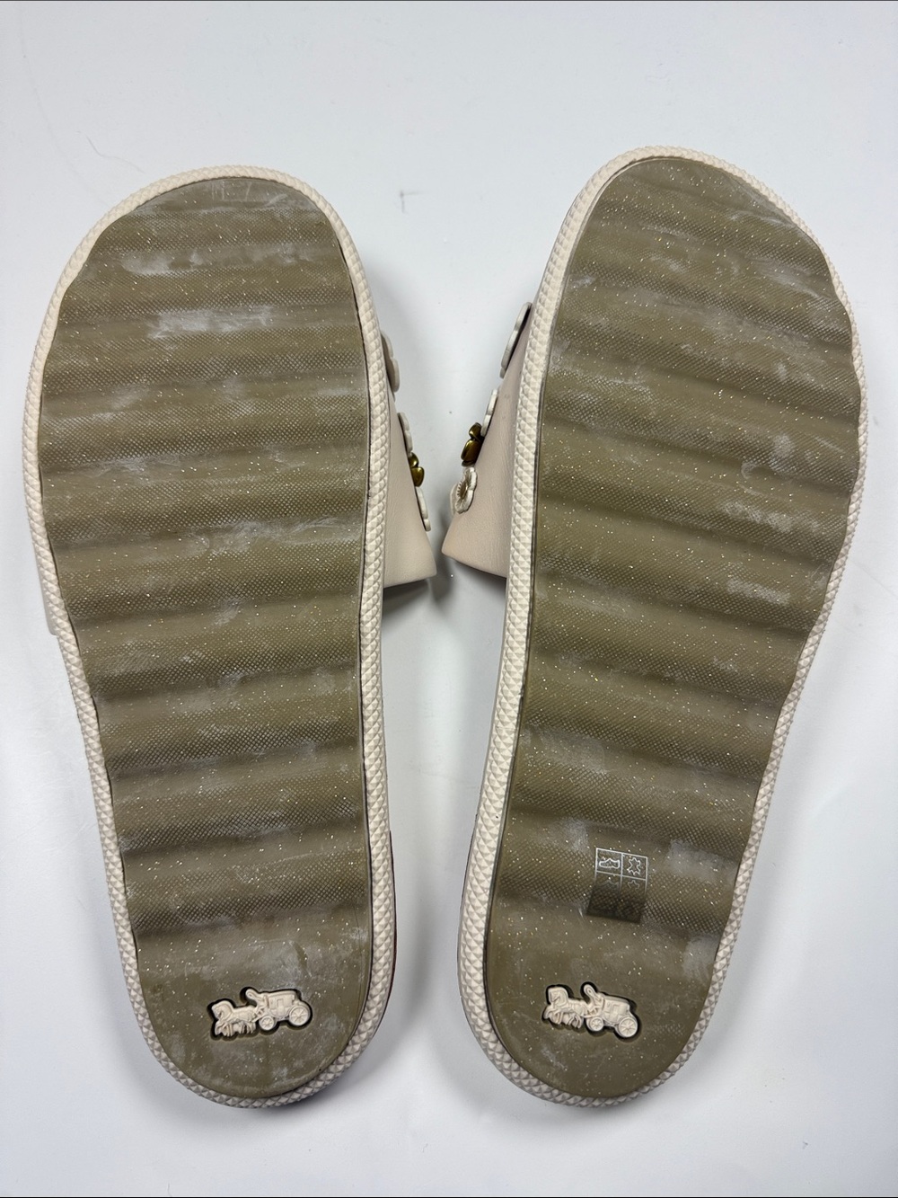 Coach Cream Floral Appliqué Slide Sandals - Picture 9 of 9